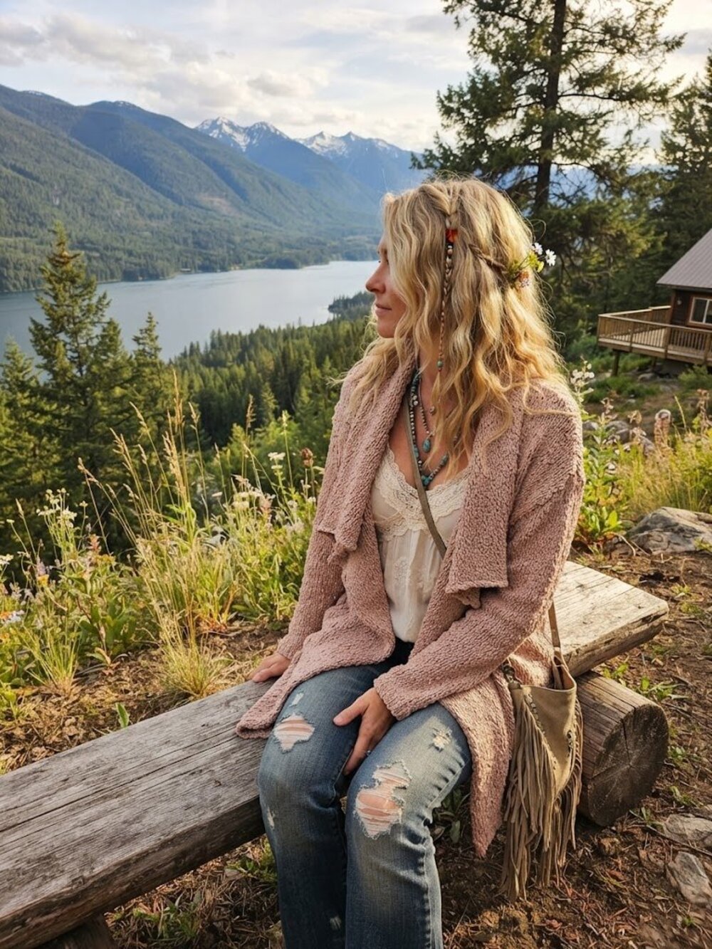 Cupio Open-Front Draped Cardigan in Dusty Rose